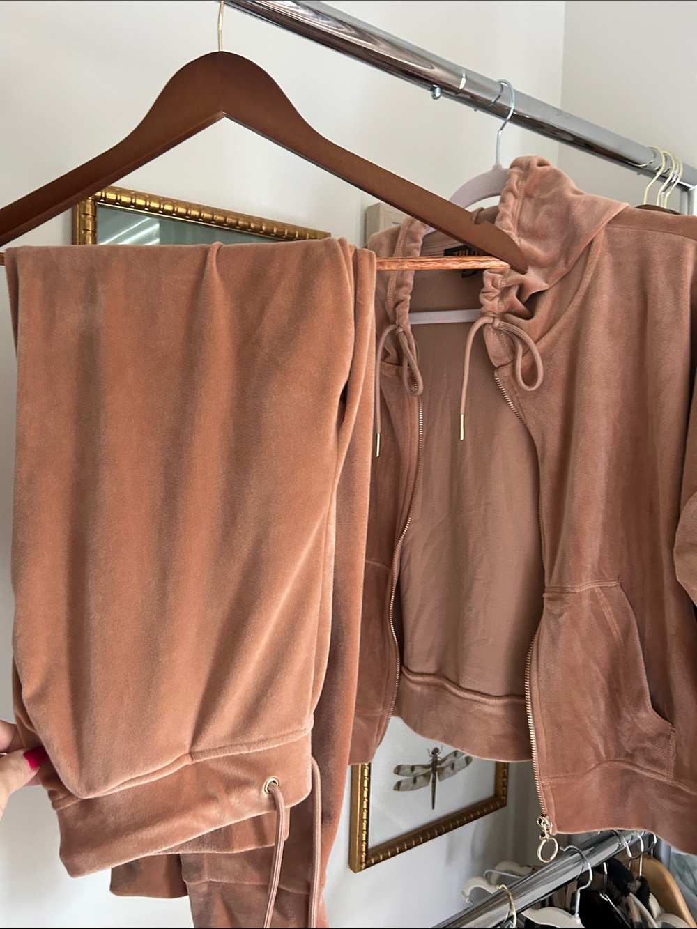 Truth M Velour Zip Hoodie & Joggers Set in caramel